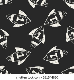 Doodle Rocket seamless pattern background