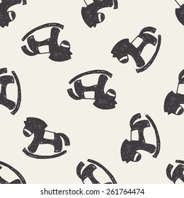 Doodle Rocking horse seamless pattern background