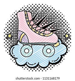 doodle roller skate style with cloud and stars