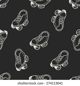 doodle roller skates seamless pattern background