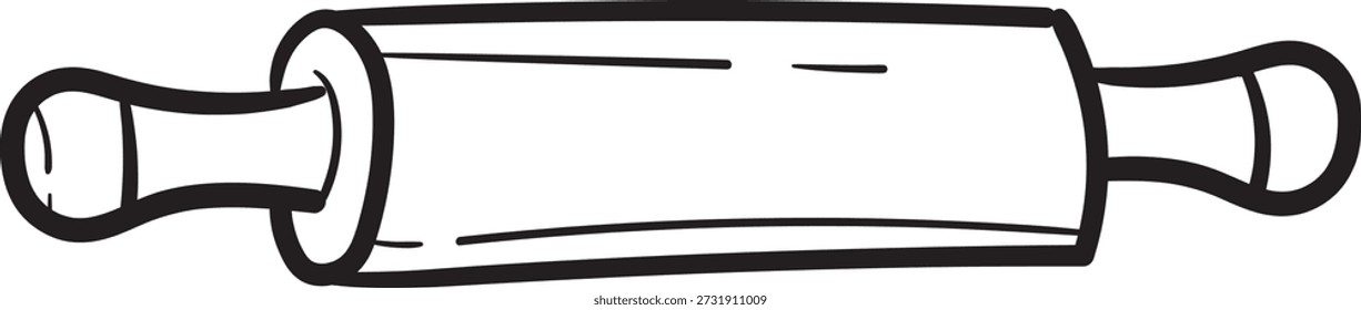 doodle rolling pin line icon kitchen baking tool illustration