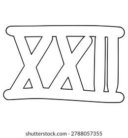 Doodle Roman numeral 22 hand drawn outline vector