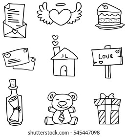 Doodle of romance theme with hand draw