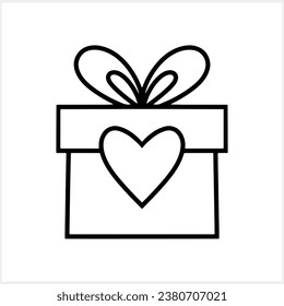 Doodle romantic gift con isolated. Velentine clipart. Sketch for wedding, love or birthday. Outline vector stock illustration. EPS 10