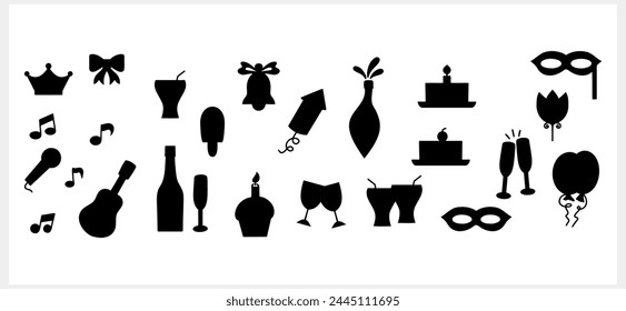 Doodle romantic set icon isolated. Velentine art. Stencil birthday. Vector stock illustration. EPS 10