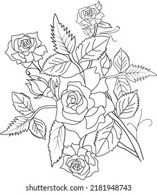 doodle rose flower coloring page