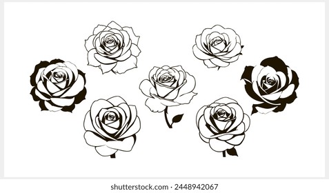 Doodle rose icon isolated Hand drawing line art Flower sketch Vector stock illustration EPS 10