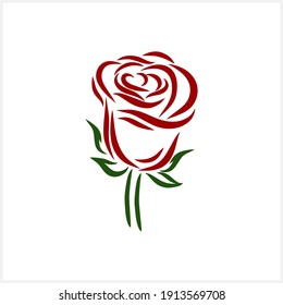 Doodle Rose Symbol einzeln auf Weiß. Kinder handgezeichnete Kunst. Blumenvektorgrafik. EPS10