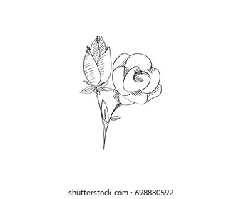 Doodle rose icon vector illustration.
