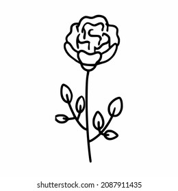 El perro se alzó. Esbozo de flor. Icono de contorno del vector.