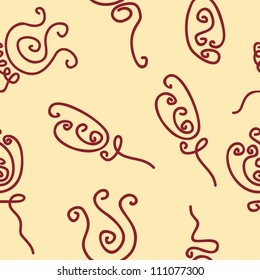 doodle roses bud seamless pattern