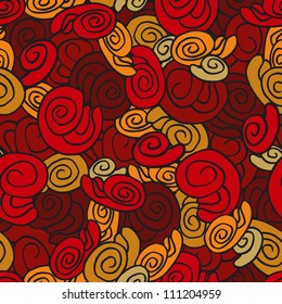 doodle roses seamless pattern, floral illustration, repeating