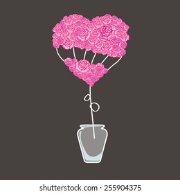 Doodle with roses in vase