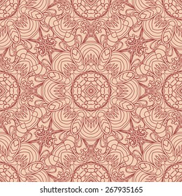 Doodle round ornament seamless pattern