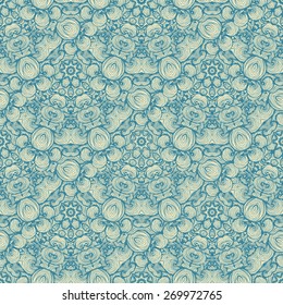 Doodle round ornament seamless pattern