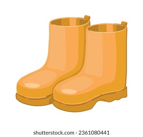 Doodle of rubber boots. Cartoon clipart of rainy weather accessory. Contemporary vector illustration isolated on white background.