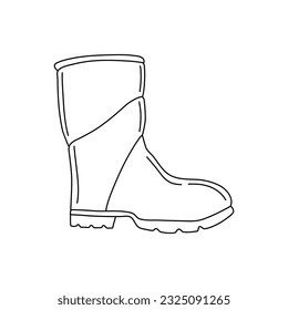 Doodle rubber boots isolated on a white background. Hand drawn,
