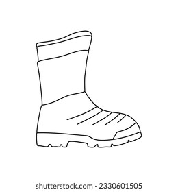 Doodle rubber boots isolated on a white background. Hand drawn,