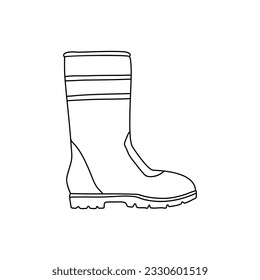 Doodle rubber boots isolated on a white background. Hand drawn,