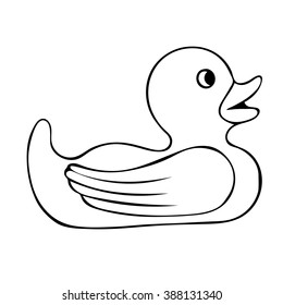 Doodle rubber duck icon, vector hand drawn illustration symbol