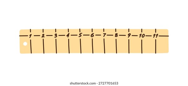 Artículo de papelería de Regla Doodle, ilustración plana de dibujos animados de Vector en estilo simple e ingenuo. Material escolar y de oficina para temas de educación, materiales de aprendizaje, planificadores, cuadernos, pegatinas