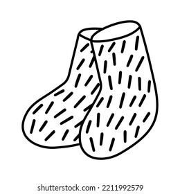 Doodle Russian felt bootes isolated on white background.