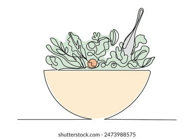 Doodle Salad Food Line Art Sketch Illustration. One Line Salad Vegetarian Diet Vitamin Organic Food Symbol. Abstract Minimalist Outline Line Drawn Vegetable Salad Plate Curve Sketch Art Illustration.