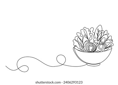 Doodle Salad Food Line Sketch Illustration. One Line Salad Vegetarian Diet Vitamin Organic Food Symbol. Abstract Minimalist Outline One Line Drawn Vegetable Salad Plate Curve Sketch Art Illustration.