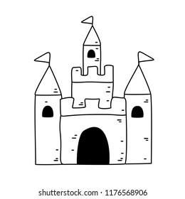 Doodle sand castle vector