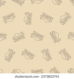 Doodle sandwich line art seamless pattern. Suitable for backgrounds, wallpapers, fabrics, textiles, wrapping papers, printed materials, and many more.