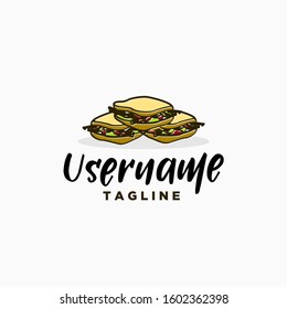 doodle sandwich logo design inspiration . handdrawn sandwich logo template