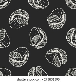 Doodle Sandwich seamless pattern background