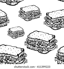 Doodle Sandwich seamless pattern background