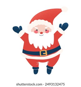 Doodle Santa Claus heads in flat style isolated. Vector illustration. Hand Draw Vintage Merry Christmas element. Drawing Cute santa character for Xmas holidays.