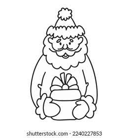 Doodle Santa with a gift in his hands