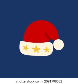 Doodle santa hat. Cute vector illustration for holiday decoration of cards, posters, concession products. Christmas and New Years element.