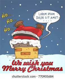doodle santa on chimney illustration