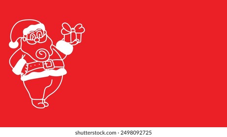 doodle santaclaus pointing away at copyspace isolated over red