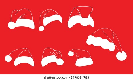 doodle santaclaus pointing away at copyspace isolated over red