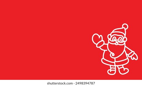 doodle santaclaus pointing away at copyspace isolated over red