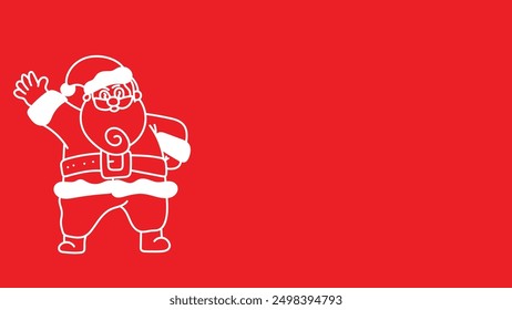 doodle santaclaus pointing away at copyspace isolated over red