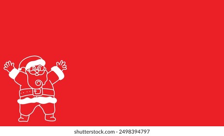 doodle santaclaus pointing away at copyspace isolated over red