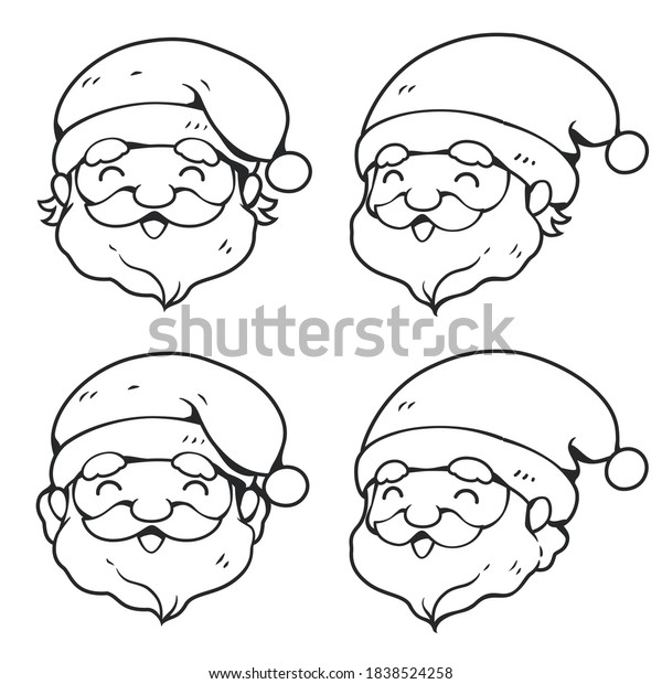 Doodle Santas Smiling Face Cartoon Clipart Stock Vector (Royalty Free ...