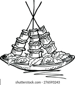 doodle of satai , vector illustration