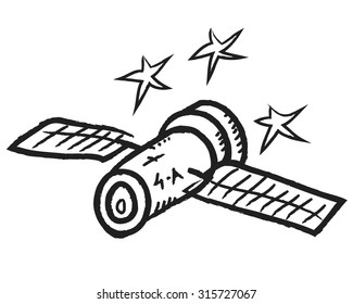 doodle satellite, vector illustration
