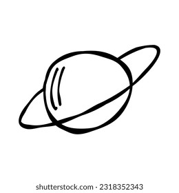 Doodle Saturn Or Planet With Rings. Hand Drawn Illustration