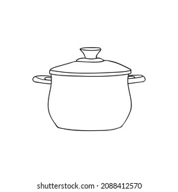 Doodle saucepan icon in vector. Hand drawn saucepan icon in vector