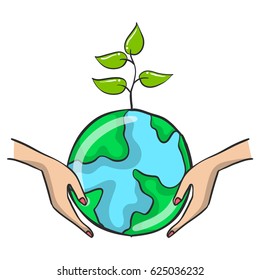 Doodle save world design style vector illustration