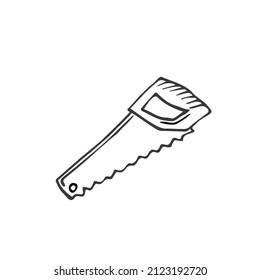Icono de la sierra de doodle en vector. Icono de la sierra dibujada a mano en vector. Ilustración de la sierra de mano