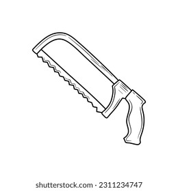 Doodle saw icon in vector. Hand drawn saw icon in vector
